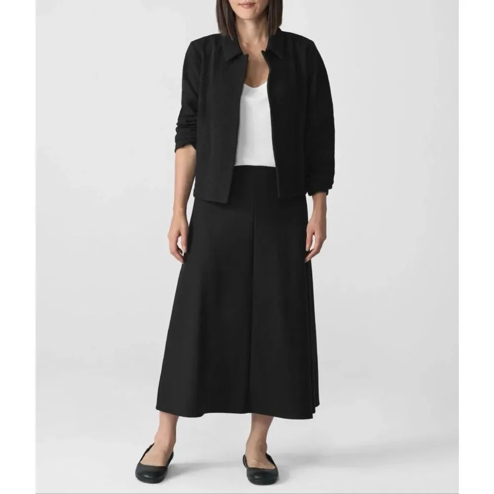 Eileen Fisher $188 Lightweight Ponte A-Line Skirt black womens small NEW